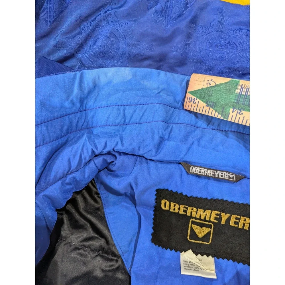 Obermeyer Royal Blue Damask‎ Pattern Hooded Ski Jacket Women's Size 12